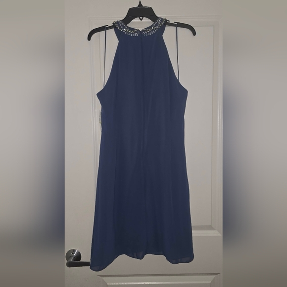 S.L. Fashions Womens Short Beaded Halter Neck Cocktail Gown, Wedding Guest, Part - Picture 5 of 8